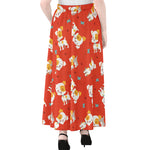 Cartoon Jack Russell Terrier Print Chiffon Maxi Skirt