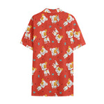 Cartoon Jack Russell Terrier Print Cotton Hawaiian Shirt