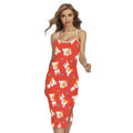 Cartoon Jack Russell Terrier Print Cross Back Cami Dress