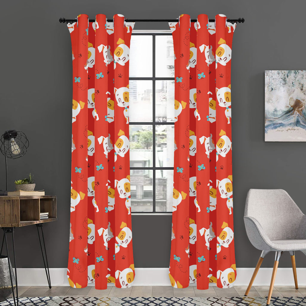 Cartoon Jack Russell Terrier Print Curtain