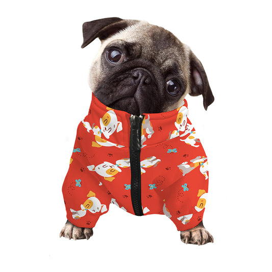 Cartoon Jack Russell Terrier Print Dog Zip Up Jacket