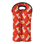 Cartoon Jack Russell Terrier Print Double Neoprene Wine Tote