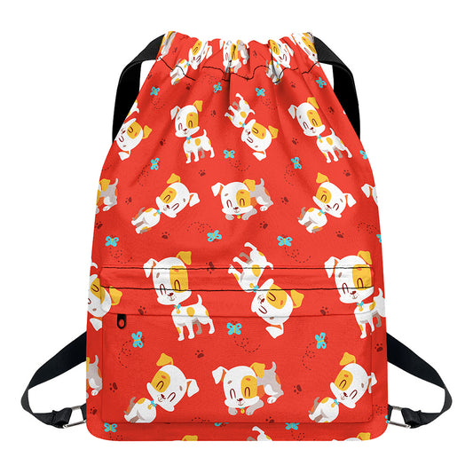 Cartoon Jack Russell Terrier Print Drawstring Backpack