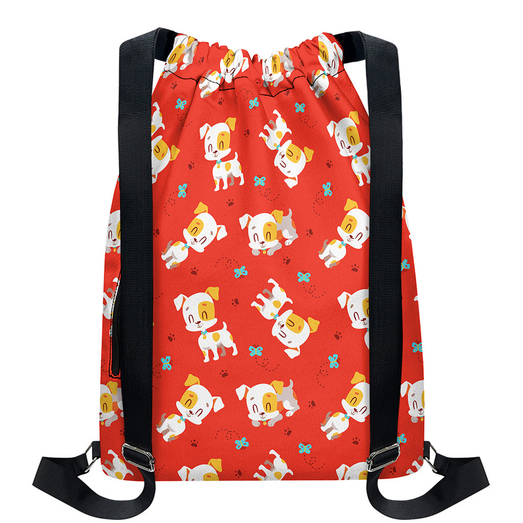Cartoon Jack Russell Terrier Print Drawstring Backpack