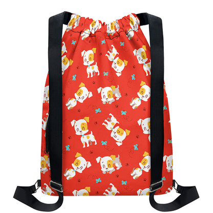Cartoon Jack Russell Terrier Print Drawstring Backpack