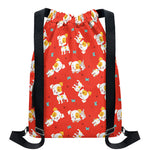 Cartoon Jack Russell Terrier Print Drawstring Backpack