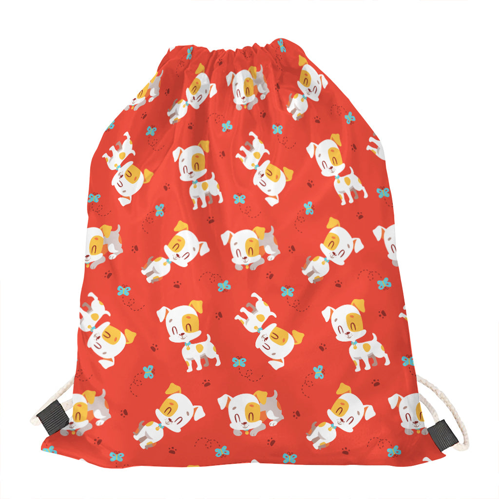 Cartoon Jack Russell Terrier Print Drawstring Bag