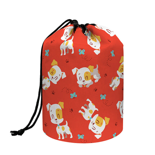 Cartoon Jack Russell Terrier Print Drawstring Makeup Bag