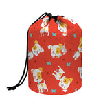 Cartoon Jack Russell Terrier Print Drawstring Makeup Bag