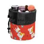 Cartoon Jack Russell Terrier Print Drawstring Makeup Bag