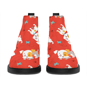 Cartoon Jack Russell Terrier Print Flat Ankle Boots