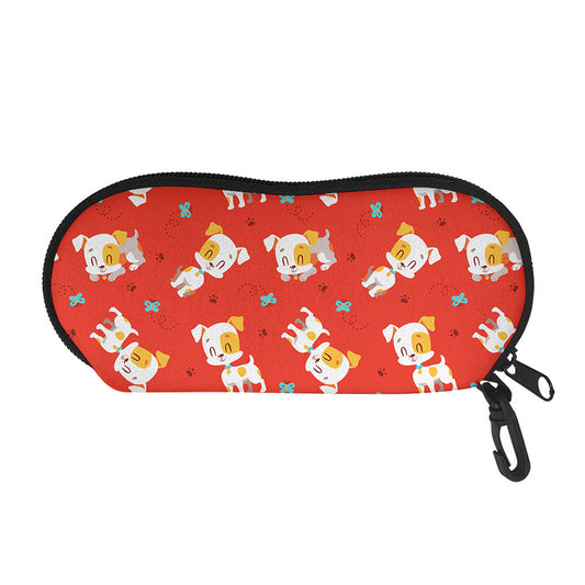 Cartoon Jack Russell Terrier Print Glasses Case