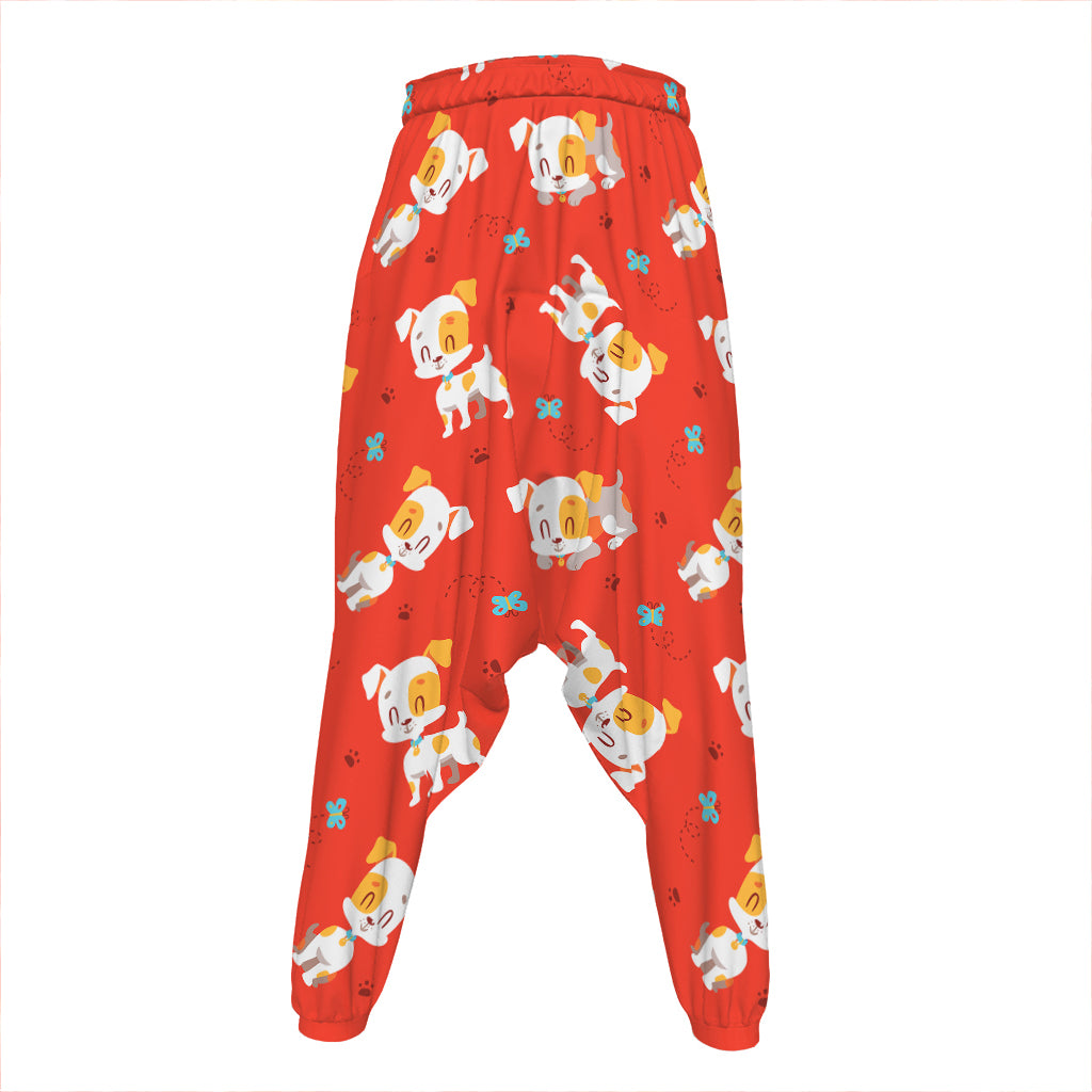 Cartoon Jack Russell Terrier Print Hammer Pants