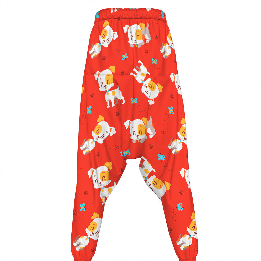 Cartoon Jack Russell Terrier Print Hammer Pants