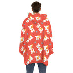 Cartoon Jack Russell Terrier Print Hoodie Blanket