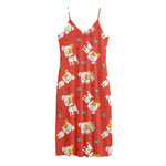 Cartoon Jack Russell Terrier Print Jersey Midi Cami Dress