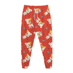 Cartoon Jack Russell Terrier Print Jogger Pants