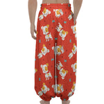 Cartoon Jack Russell Terrier Print Lantern Pants