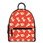 Cartoon Jack Russell Terrier Print Leather Backpack