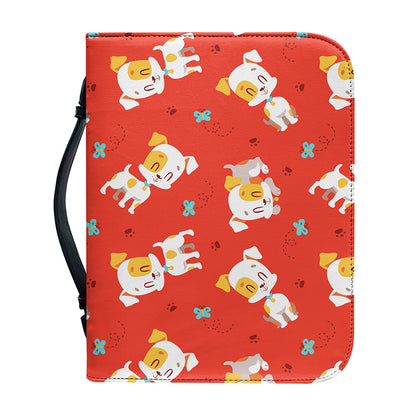 Cartoon Jack Russell Terrier Print Leather Bible Cover