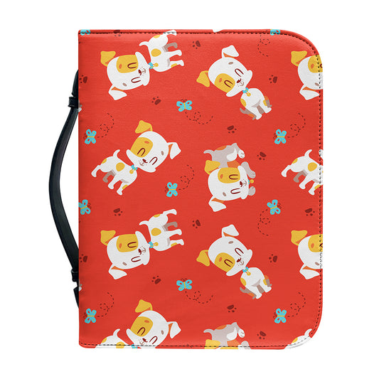 Cartoon Jack Russell Terrier Print Leather Bible Cover