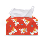 Cartoon Jack Russell Terrier Print Leather Tissue Box Cover