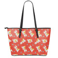 Cartoon Jack Russell Terrier Print Leather Tote Bag With Zipper