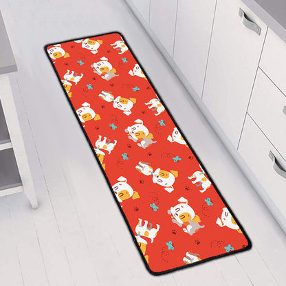 Cartoon Jack Russell Terrier Print Long Kitchen Mat