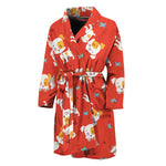 Cartoon Jack Russell Terrier Print Men's Bathrobe