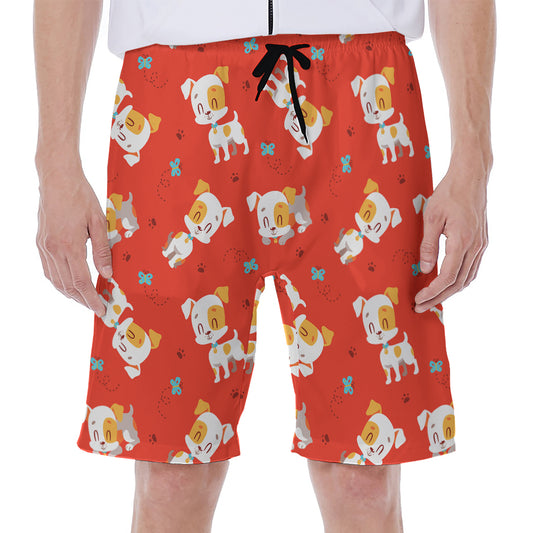 Cartoon Jack Russell Terrier Print Men's Beach Shorts