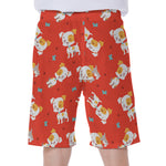 Cartoon Jack Russell Terrier Print Men's Beach Shorts