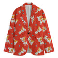 Cartoon Jack Russell Terrier Print Men's Blazer