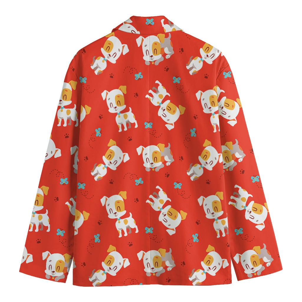 Cartoon Jack Russell Terrier Print Men's Blazer