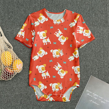 Cartoon Jack Russell Terrier Print Men's Bodysuit