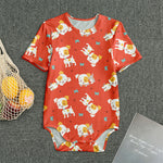 Cartoon Jack Russell Terrier Print Men's Bodysuit