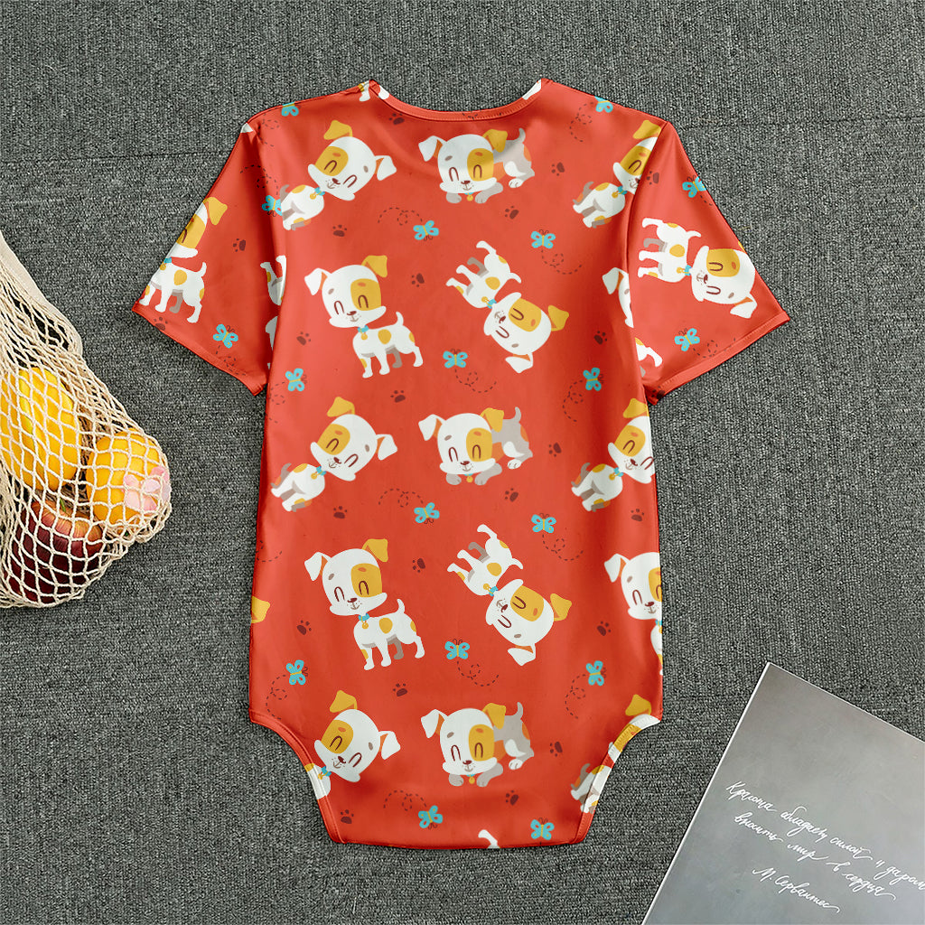 Cartoon Jack Russell Terrier Print Men's Bodysuit