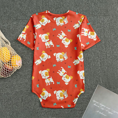 Cartoon Jack Russell Terrier Print Men's Bodysuit