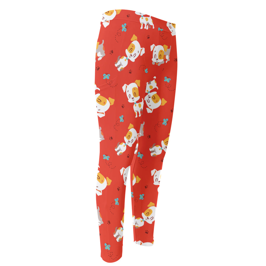 Cartoon Jack Russell Terrier Print Men's Compression Pants