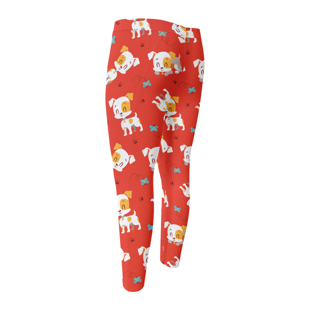 Cartoon Jack Russell Terrier Print Men's Compression Pants