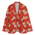 Cartoon Jack Russell Terrier Print Men's Cotton Blazer