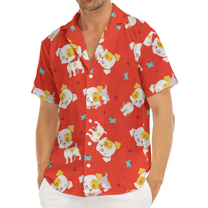 Cartoon Jack Russell Terrier Print Men's Deep V-Neck Shirt