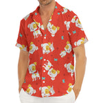 Cartoon Jack Russell Terrier Print Men's Deep V-Neck Shirt