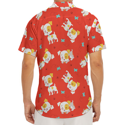 Cartoon Jack Russell Terrier Print Men's Deep V-Neck Shirt