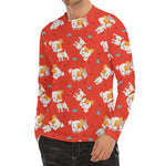 Cartoon Jack Russell Terrier Print Men's Long Sleeve Rash Guard