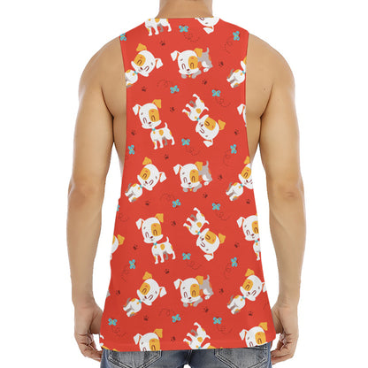 Cartoon Jack Russell Terrier Print Men's Muscle Tank Top