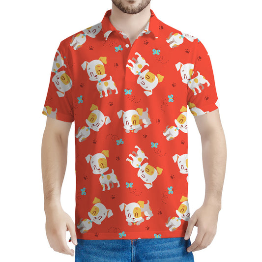 Cartoon Jack Russell Terrier Print Men's Polo Shirt