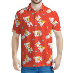 Cartoon Jack Russell Terrier Print Men's Polo Shirt