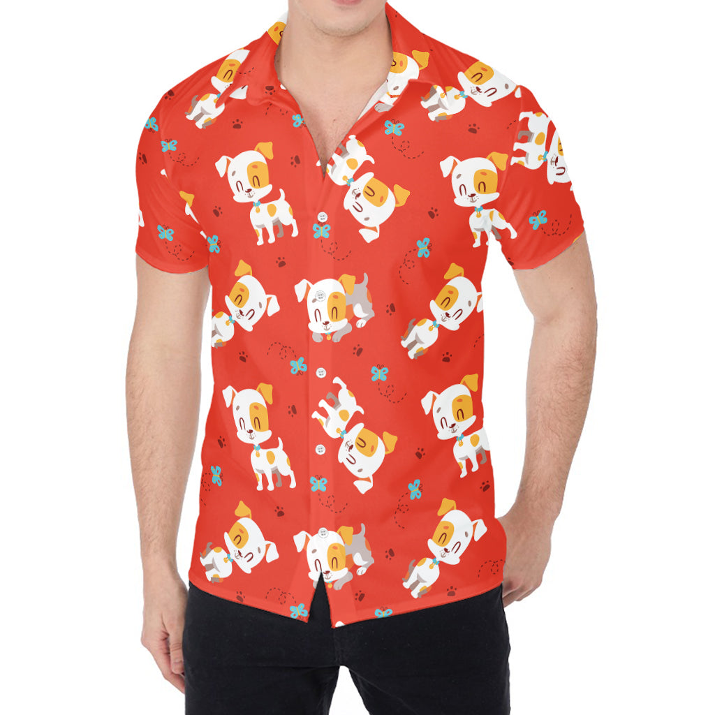 Cartoon Jack Russell Terrier Print Men's Shirt
