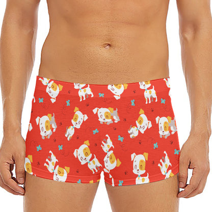 Cartoon Jack Russell Terrier Print Men's Short Boxer Briefs