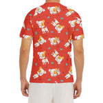 Cartoon Jack Russell Terrier Print Men's Short Sleeve Rash Guard